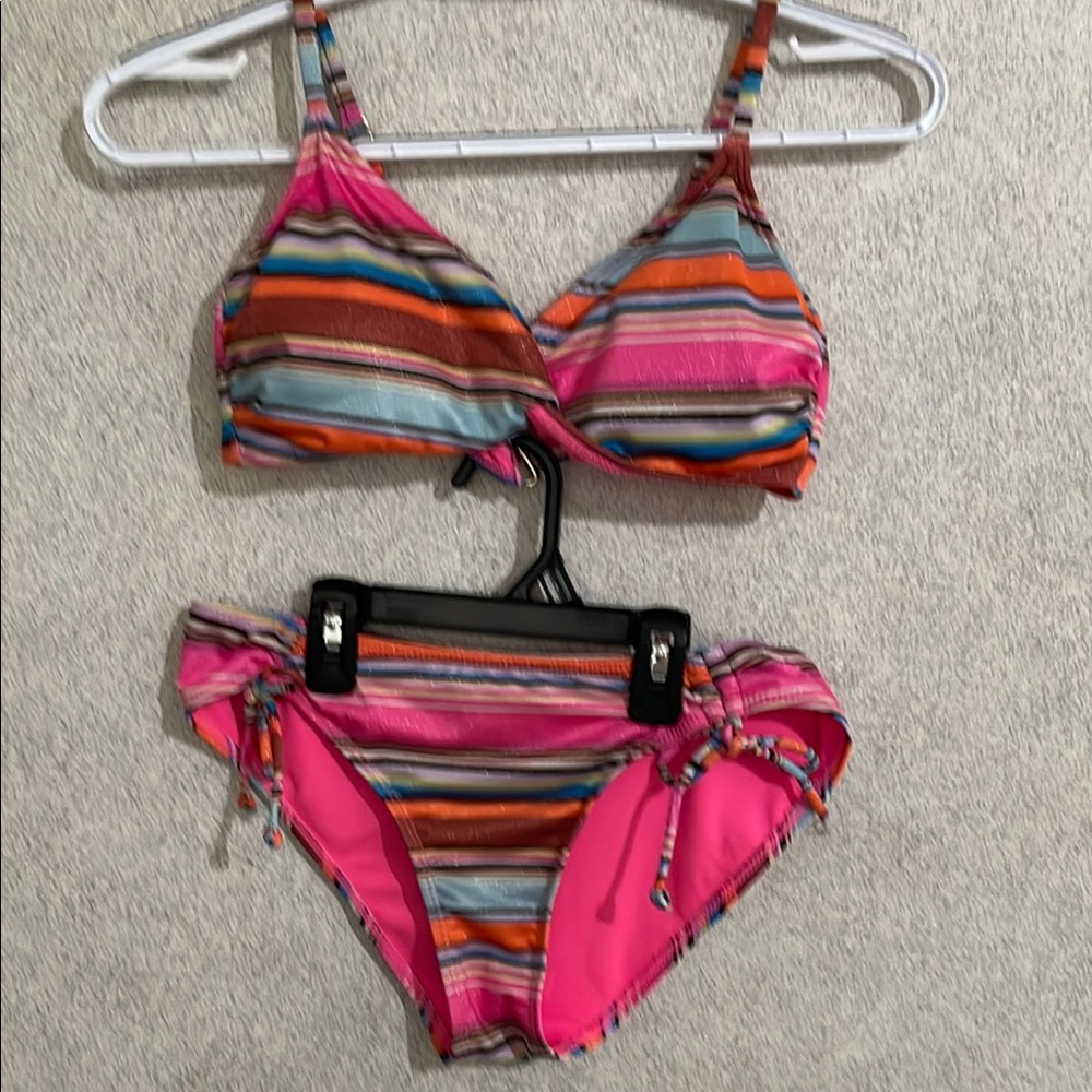 ⭐️ No Boundaries Pink and Orange Bikini Set with Adjustable Straps